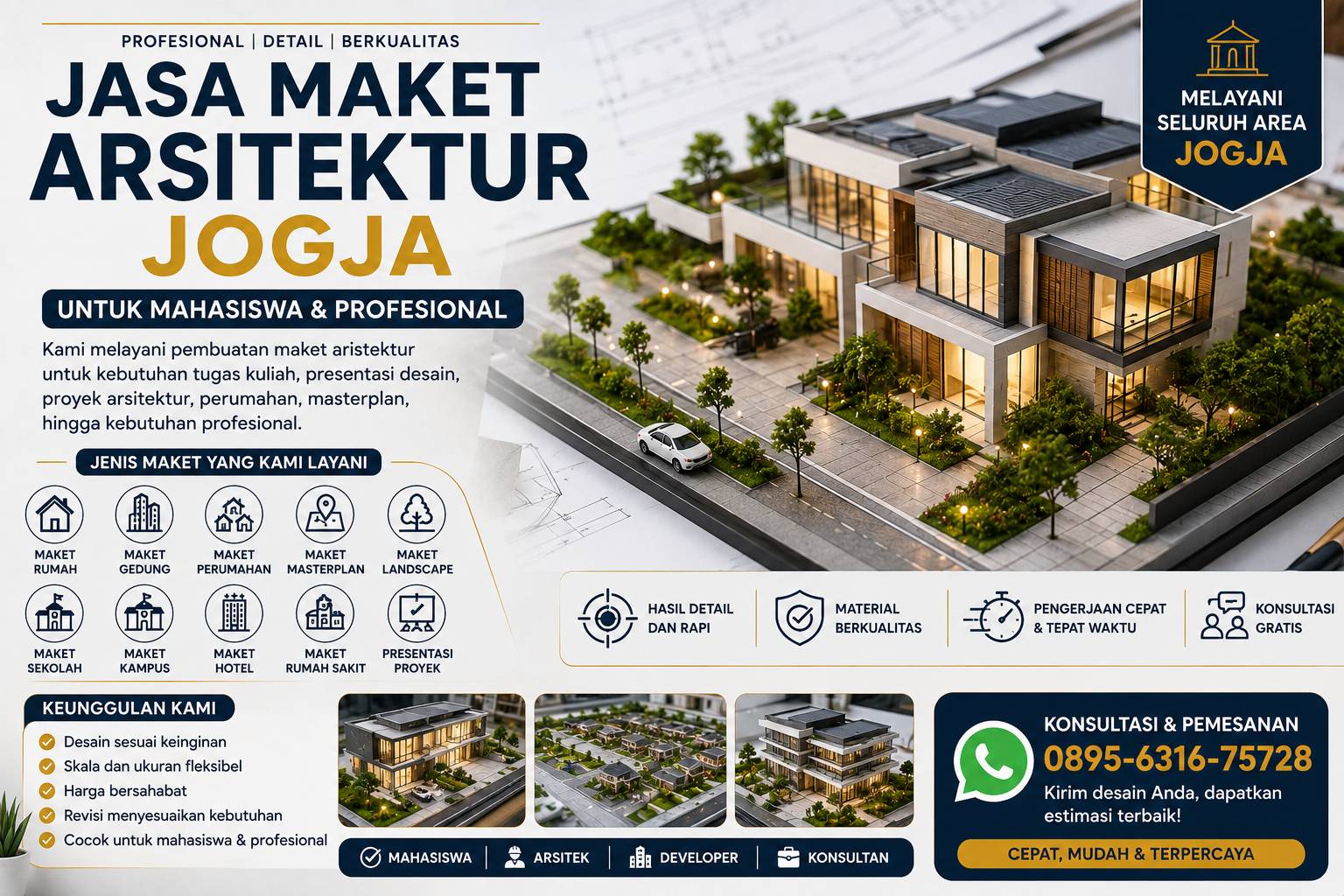Jasa Maket Arsitektur Jogja untuk mahasiswa dan profesional