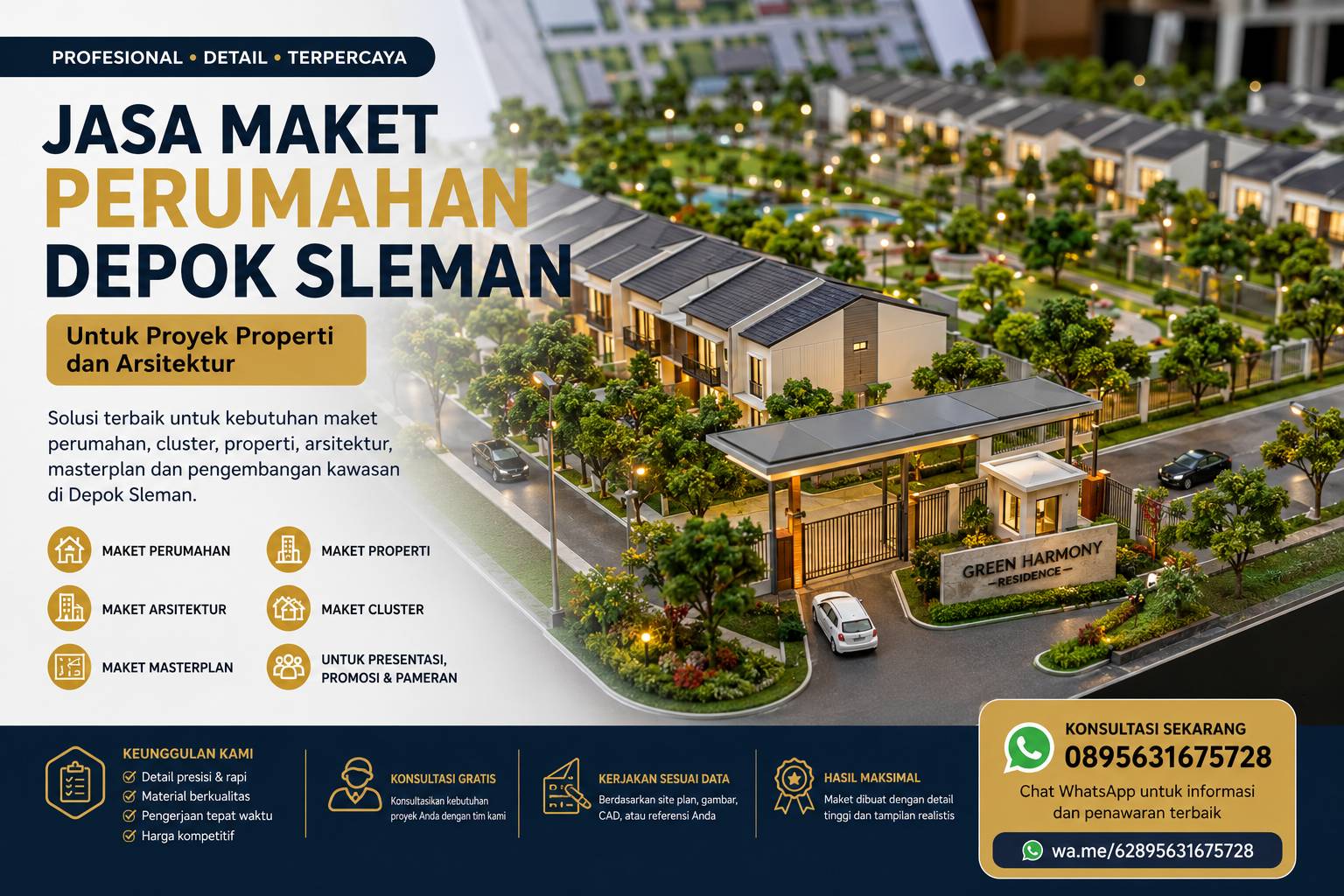 Jasa maket perumahan Depok Sleman untuk proyek properti dan arsitektur