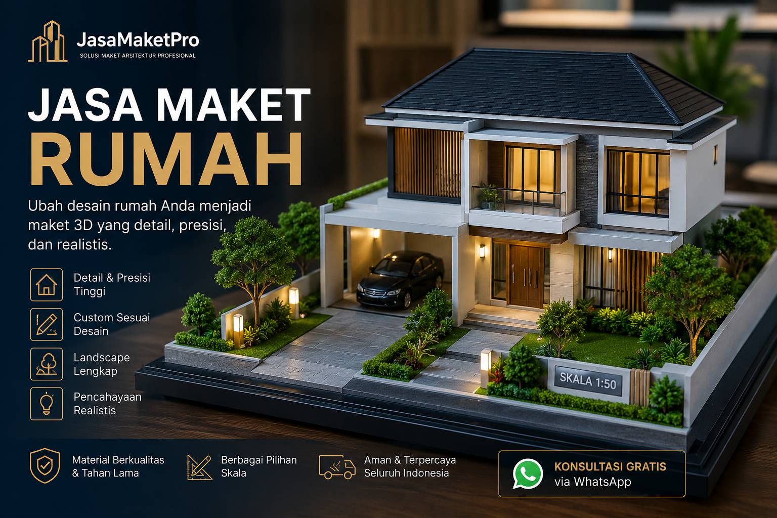 Jasa Maket Rumah profesional dengan detail arsitektur dan landscape