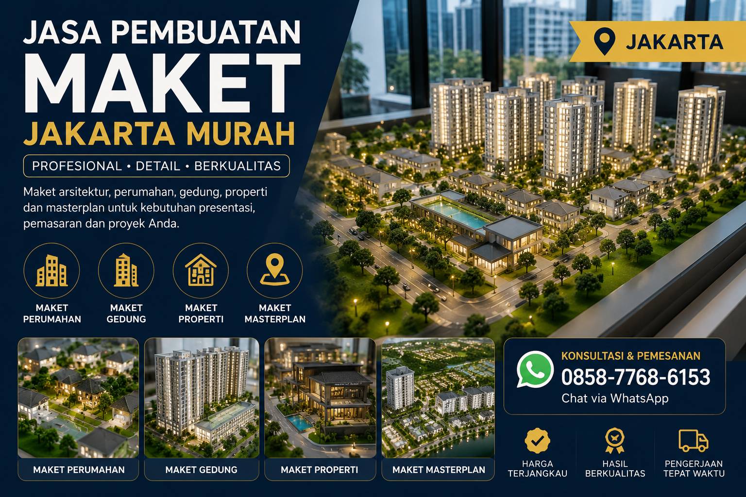 Jasa pembuatan maket Jakarta murah untuk maket perumahan, gedung, properti, dan masterplan