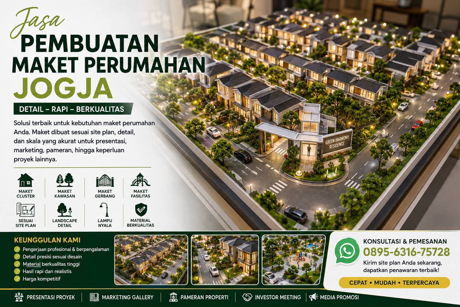 Jasa Pembuatan Maket Perumahan Jogja profesional dan detail