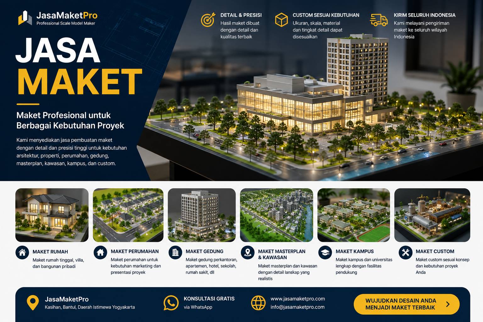 Jasa Maket profesional untuk rumah, perumahan, gedung dan masterplan